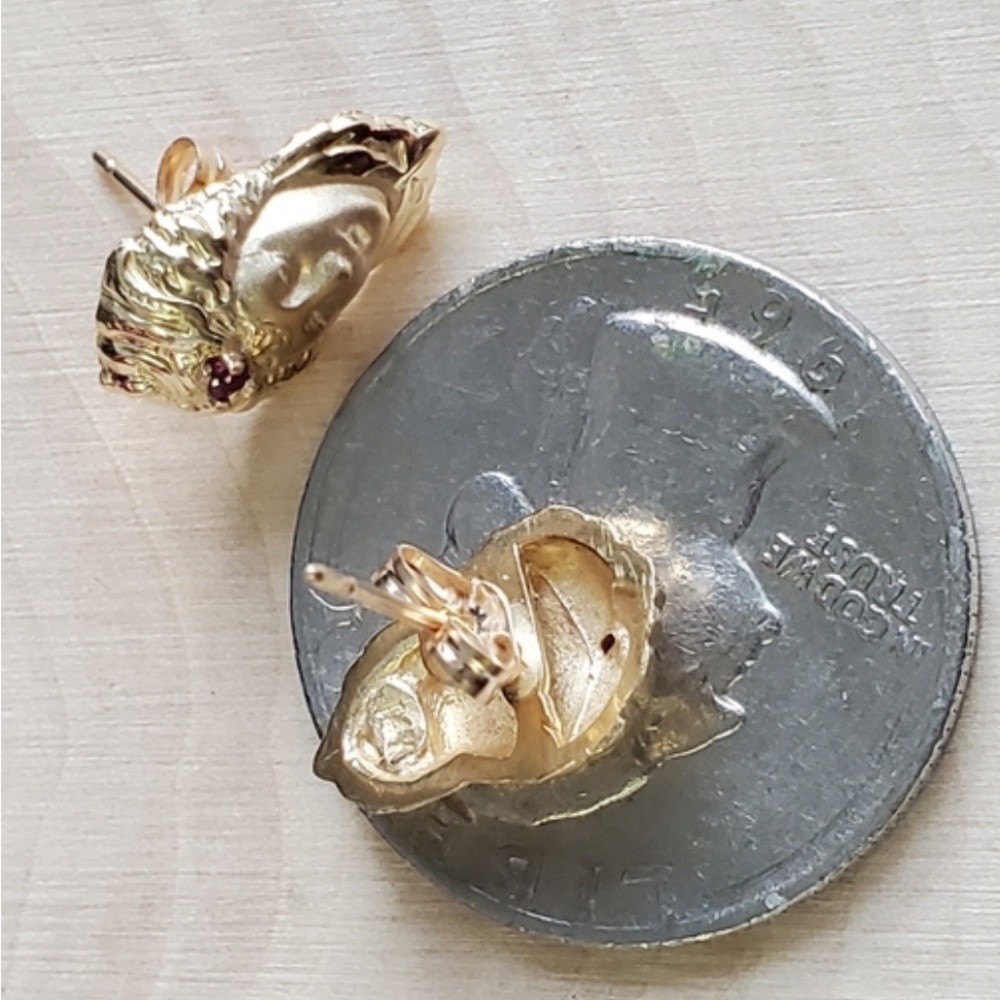 14k Solid Gold Earrings With Ruby Third-Eye Divin… - image 4